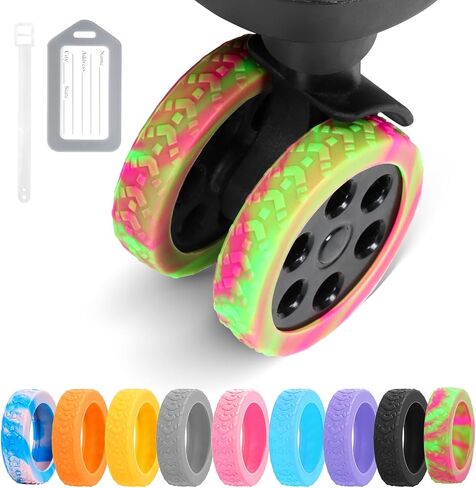 Luggage Wheel Covers, 8 PCS Silicone Wheel Protector Covers for 2-2.6 inches 8-Spinner Wheels, Wear-Resistant, Anti-Noise Wheel Covers for Luggage, Suitcases or Office Chair Caster Wheels (Black) in Saudi Arabia
