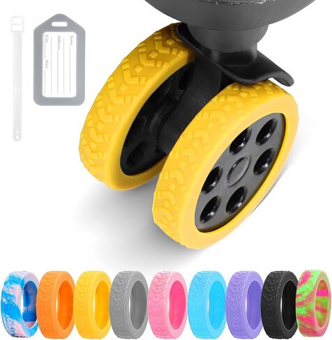 Luggage Wheel Covers, 8 PCS Silicone Wheel Protector Covers for 2-2.6 inches 8-Spinner Wheels, Wear-Resistant, Anti-Noise Wheel Covers for Luggage, Suitcases or Office Chair Caster Wheels (Black) in Saudi Arabia