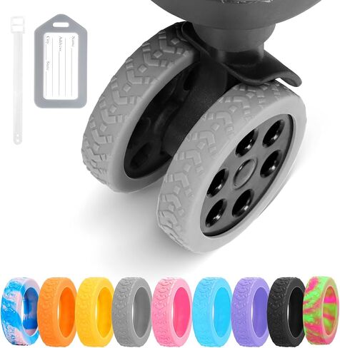Luggage Wheel Covers, 8 PCS Silicone Wheel Protector Covers for 2-2.6 inches 8-Spinner Wheels, Wear-Resistant, Anti-Noise Wheel Covers for Luggage, Suitcases or Office Chair Caster Wheels (Black) in Saudi Arabia