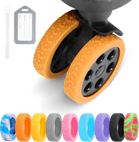 Luggage Wheel Covers, 8 PCS Silicone Wheel Protector Covers for 2-2.6 inches 8-Spinner Wheels, Wear-Resistant, Anti-Noise Wheel Covers for Luggage, Suitcases or Office Chair Caster Wheels (Black) in Saudi Arabia