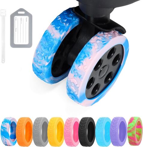 Luggage Wheel Covers, 8 PCS Silicone Wheel Protector Covers for 2-2.6 inches 8-Spinner Wheels, Wear-Resistant, Anti-Noise Wheel Covers for Luggage, Suitcases or Office Chair Caster Wheels (Black) in Saudi Arabia