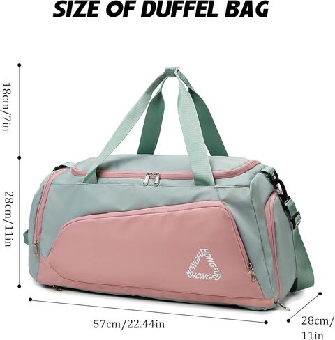 Eslcorri Gym Duffle Bag for Women Men, Sports Backpack with Wet & Shoe Compartment, Fitness Overnight Weekender Bag for Yoga, Swim, Travel (C, GreenPink) in Saudi Arabia