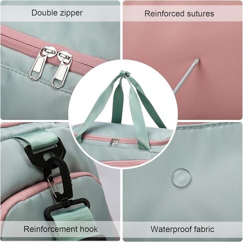 Eslcorri Gym Duffle Bag for Women Men, Sports Backpack with Wet & Shoe Compartment, Fitness Overnight Weekender Bag for Yoga, Swim, Travel (C, GreenPink) in Saudi Arabia