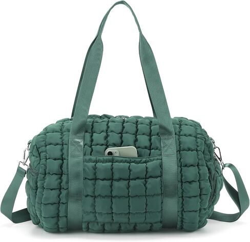 Quilted Puffer Duffel Bag for Women, Large Sports Travel Puffer Weekender Bag with Shoe Compartment, Soft Puffy Carry on Gym Bag for Airplane,Black in Saudi Arabia