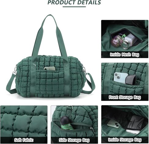 Quilted Puffer Duffel Bag for Women, Large Sports Travel Puffer Weekender Bag with Shoe Compartment, Soft Puffy Carry on Gym Bag for Airplane,Black in Saudi Arabia