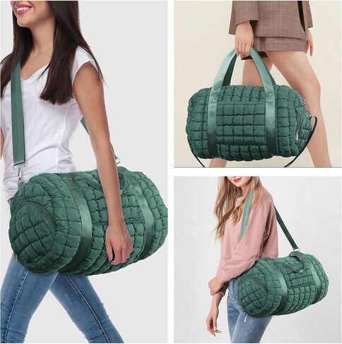 Quilted Puffer Duffel Bag for Women, Large Sports Travel Puffer Weekender Bag with Shoe Compartment, Soft Puffy Carry on Gym Bag for Airplane,Black in Saudi Arabia