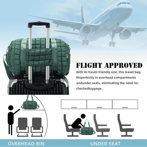Quilted Puffer Duffel Bag for Women, Large Sports Travel Puffer Weekender Bag with Shoe Compartment, Soft Puffy Carry on Gym Bag for Airplane,Black in Saudi Arabia