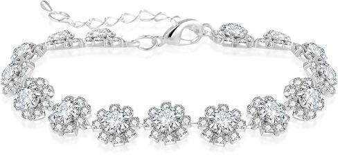 Jewelry Set for Women Silver Jewelry Set for Brides Bridesmaid Rhinestone Choker Necklace Earrings Bracelet Set for Wedding Prom Parties and Fomal Events in Saudi Arabia