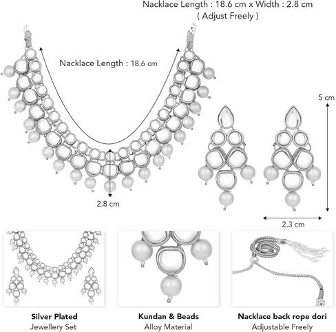 Aheli Wedding Party Indian Faux Kundan Pearl & Beads Necklace Earrings Set Ethnic Fashion Jewelry Gift for Women in Saudi Arabia