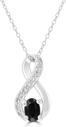 Womens & Girls Sterling Silver 6x4mm Oval Shape Genuine Gemstone Pendant Necklace Birthstone Jewelry Gift for Her | Wedding | Birthday | Anniversary in Kuwait