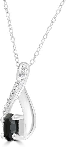 Womens & Girls Sterling Silver 6x4mm Oval Shape Genuine Gemstone Pendant Necklace Birthstone Jewelry Gift for Her | Wedding | Birthday | Anniversary in Kuwait