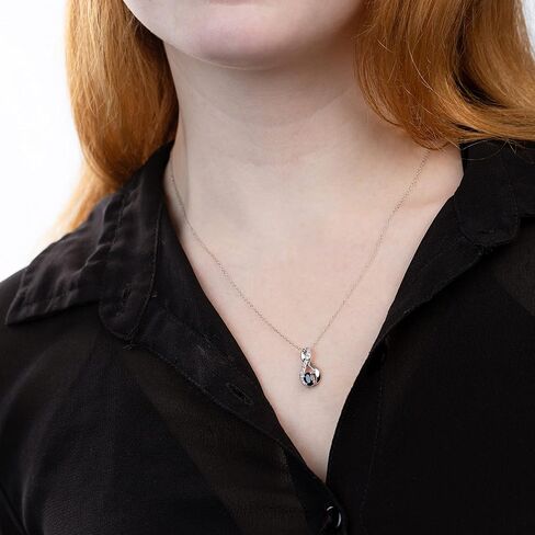 Womens & Girls Sterling Silver 6x4mm Oval Shape Genuine Gemstone Pendant Necklace Birthstone Jewelry Gift for Her | Wedding | Birthday | Anniversary in Kuwait