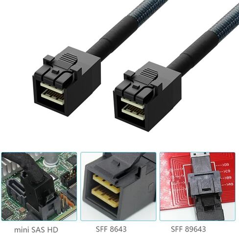 OIKWAN Internal HD Mini SAS SFF-8643 to SFF-8643, Internal Mini SAS to Mini SAS Cable, Compatible with RAID or PCI Express Controller(1.6FT/0.5M) in Kuwait