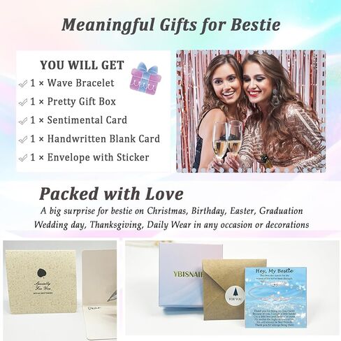 هدايا للنساء صديقة Bestie Sister ابنة ابنة أخت ، هدية سوار Silver Wave للهدايا عيد ميلاد المرأة ، موجات الحياة التي نواجهها معا هدية لعيد الميلاد in Kuwait