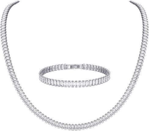 Hzman Crystal Necklace Bracelet المجوهرات مجموعة للنساء مجوهرات الزفاف الزفاف الزفاف الزفاف الزفاف المكعب in Kuwait