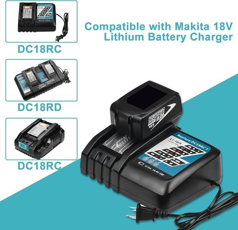DC18RC 18V شاحن استبدال البطارية متوافق مع ماكيتا 14.4V-18V LXT بطارية ليثيوم أيون BL1815 BL1830 BL1840 BL1845 BL1850 BL1860 in Saudi Arabia