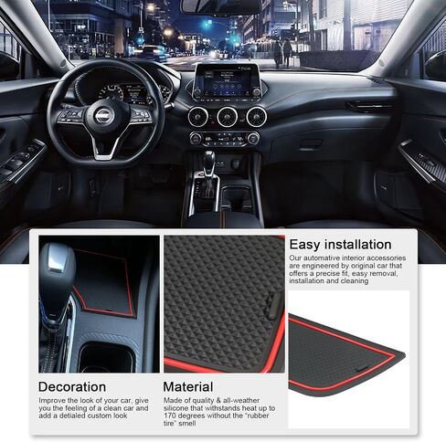 للاطلاع على Nissan Sentra Accessories 2025 2024 2023 2022 2021 2020 حامل كوب مخصص ملحق بطانات Center Center Censole Mobile Door Door Mit Kit (Red Trim) in Kuwait