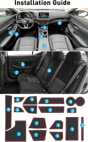 للاطلاع على Nissan Sentra Accessories 2025 2024 2023 2022 2021 2020 حامل كوب مخصص ملحق بطانات Center Center Censole Mobile Door Door Mit Kit (Red Trim) in Kuwait