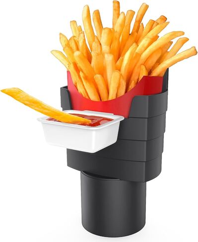 2Pack French Fry Holder للسيارة ، حامل صلصة غمس السيارات مع كوب ، حامل سيارة مع كاتبة للكاتشب in Saudi Arabia