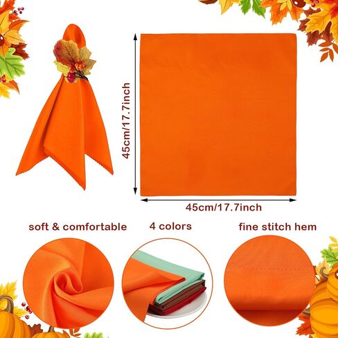 16 Pcs Fall Thanksgiving Napkin Ring Set 8 Pcs Napkin Rings and 8 Pcs Washable Thanksgiving Dinner Napkins for Fall Party Holiday Kitchen Table Decoration for Autumn Party Supplies Decor (Turkey) in Saudi Arabia