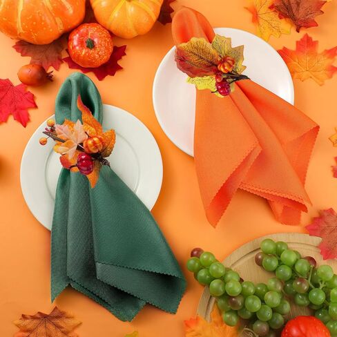 16 Pcs Fall Thanksgiving Napkin Ring Set 8 Pcs Napkin Rings and 8 Pcs Washable Thanksgiving Dinner Napkins for Fall Party Holiday Kitchen Table Decoration for Autumn Party Supplies Decor (Turkey) in Saudi Arabia