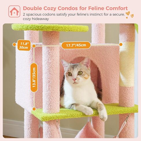 PAWZ Road Cat Tree,32 Inches Purple Flower Cat Tower with Sisal Covered Scratching Post, Cozy Condo, Plush Perches and Fluffy Balls for Indoor Cats in Saudi Arabia