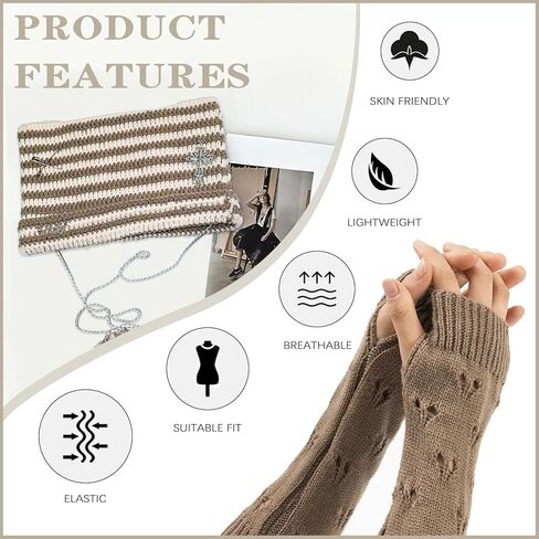 Crochet Hats Cat Beanie With Gloves Accessories Goth Grunge Crochet Knitted Arm Warmers Slouchy Beanies For Women/Girls in Kuwait