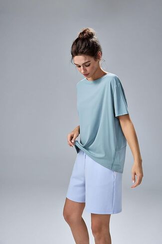 ALTILAND Curved-Hem Termout Tirt for Woman ، Fultra-Soft Quick Dry Athletic Tee Yoga تشغيل قمم قصيرة الحجم كبيرة الحجم in Kuwait