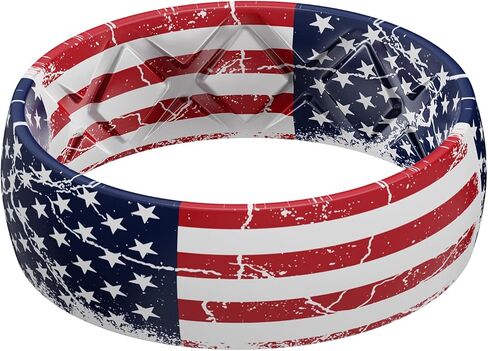 Egnaro Silicone Wedding Rings for Men, Breathable Printed Design Rubber Engagement Bands with Air Flow Grooves 8mm Wide 2mm Thick in Kuwait