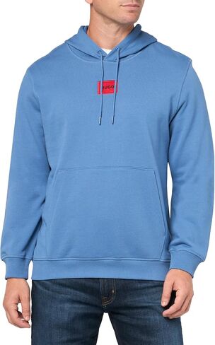 Hugo Men Fit Fit Square Logo Jersey Hooded Shirt in Saudi Arabia