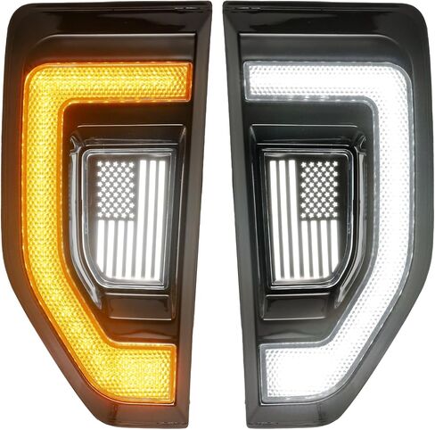 LED LED Side Marker Lights for Ford Maverick 2022 2023 2024 2025 ، Vender Badge Vent Vleasout Emblem W/Sequential Trans Complical and Dayrate Light Lamp Drl Accessories (Lens Smoked) in Kuwait