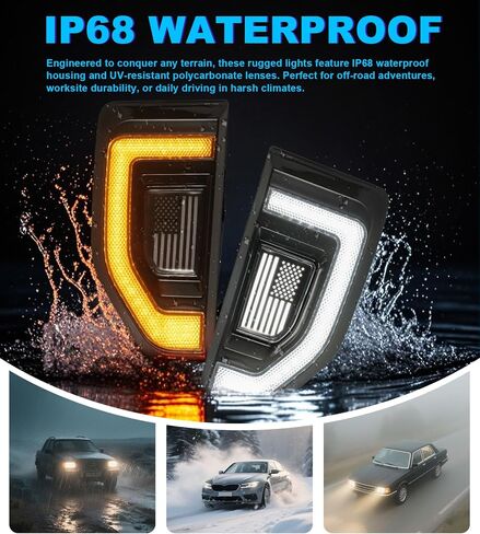LED LED Side Marker Lights for Ford Maverick 2022 2023 2024 2025 ، Vender Badge Vent Vleasout Emblem W/Sequential Trans Complical and Dayrate Light Lamp Drl Accessories (Lens Smoked) in Kuwait
