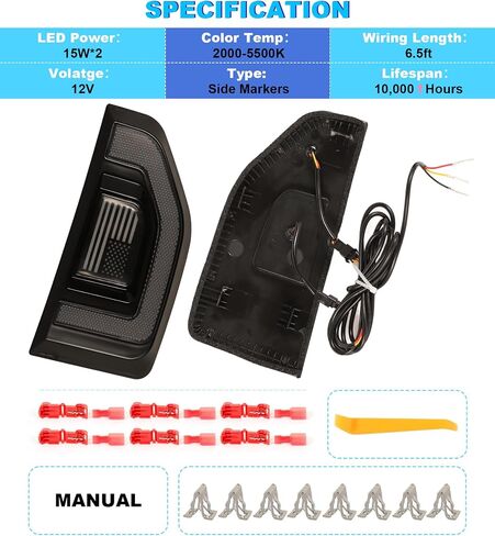 LED LED Side Marker Lights for Ford Maverick 2022 2023 2024 2025 ، Vender Badge Vent Vleasout Emblem W/Sequential Trans Complical and Dayrate Light Lamp Drl Accessories (Lens Smoked) in Kuwait