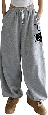 Women's Plus Size Graphic Joggers Drawstring Waist Wide Leg Baggy Sweatpants Workout Sport Pants in Saudi Arabia