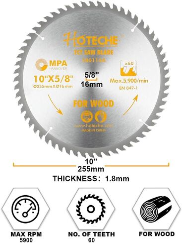 Hoteche 8-1/4-Inch Circular Saw Blade for Wood 40-Tooth Tungsten Carbide-Tipped Blade High-Performance Professioal Saw Blade for Miter Saw and Table Saws with 1-inch, 13/16-inch, 5/8-inch Arbor in Saudi Arabia