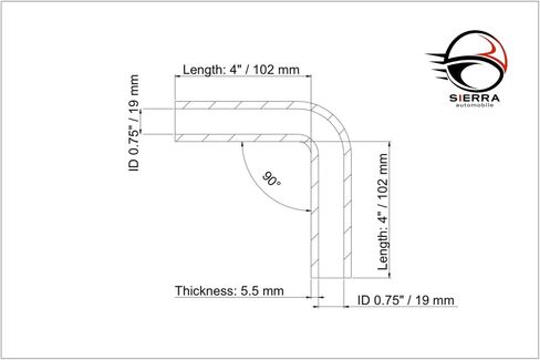 0.75" (18mm) Silicone High Performance 4-Ply 90 Degree Elbow Transition Coupler for Turbo/Intercooler/Intake Piping, Length 4 inch, Thickness 5.5mm (Black) in Saudi Arabia