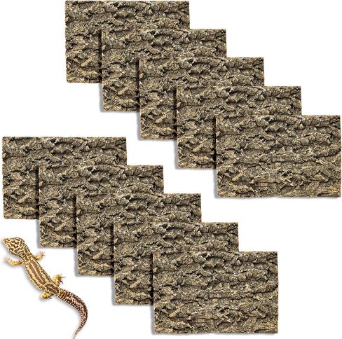 Fhiny 2 PCS Cork Bark Background, 11.6" x 7.7" Natural Cork Bark for Reptiles Tank Backdrop Reptile Climbing Wall Terrarium Decor Accessories for Turtle Beared Dragon Chameleon Snake in Kuwait