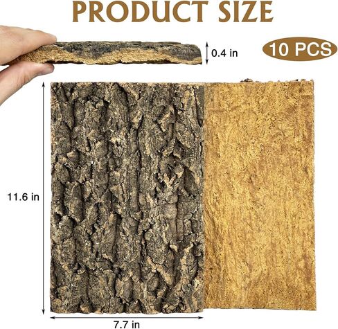 Fhiny 2 PCS Cork Bark Background, 11.6" x 7.7" Natural Cork Bark for Reptiles Tank Backdrop Reptile Climbing Wall Terrarium Decor Accessories for Turtle Beared Dragon Chameleon Snake in Kuwait