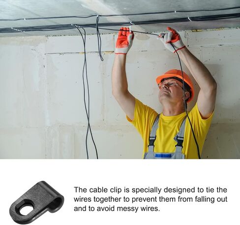 Rebower R-type Cable Clips Wire Management Clamp, [for Keeping Wire Neat ] - Nylon / 0.2-inch/Black / 30 Pcs in Kuwait