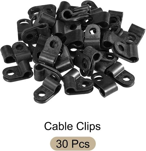 Rebower R-type Cable Clips Wire Management Clamp, [for Keeping Wire Neat ] - Nylon / 0.2-inch/Black / 30 Pcs in Kuwait