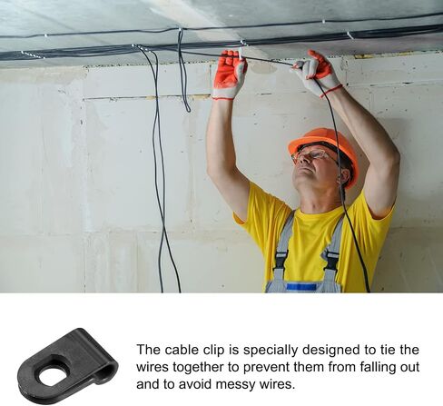 Rebower R-type Cable Clips Wire Management Clamp, [for Keeping Wire Neat ] - Nylon / 0.2-inch/Black / 30 Pcs in Kuwait