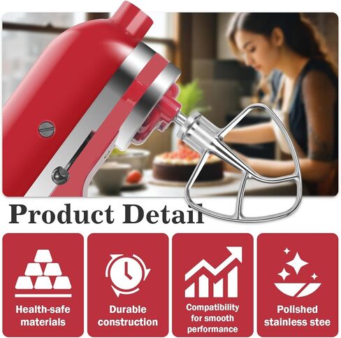 Flex Edge Beater Accessories and Attachments for KitchenAid 6 Quart Bowl-Lift Stand Mixer, Pastry Paddle Attachment for Kitchenaid, Dishwasher Safe, White in Saudi Arabia