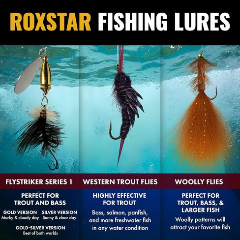 RoxStar Fly Fishing Shop | Proudly Hand Tied in The USA | Western Trout Fly Assortment | Top 24 Producing Trout Flies for The West | Gift Box Included | (24 Pack) in Saudi Arabia