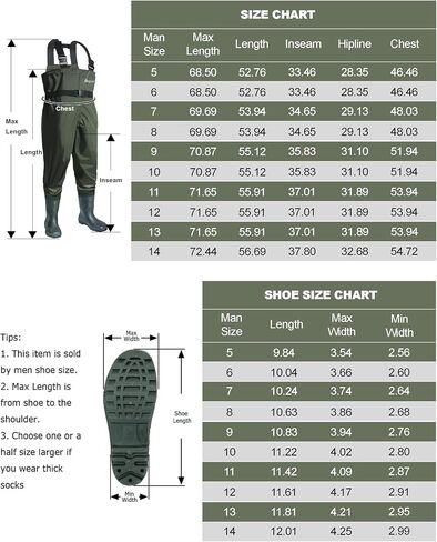 OXYVAN Chest Waders with Boots for Men & Women, Nylon/PVC Lightweight Fishing Wader with Boots Hanger in Kuwait