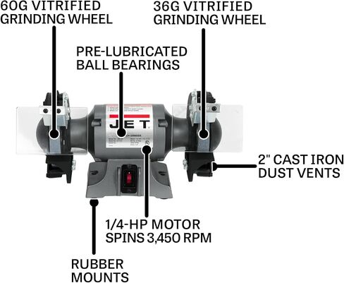 JET 6-Inch Bench Grinder, 1/4 HP, 3450 RPM, 115V (JBG-6A) in Saudi Arabia