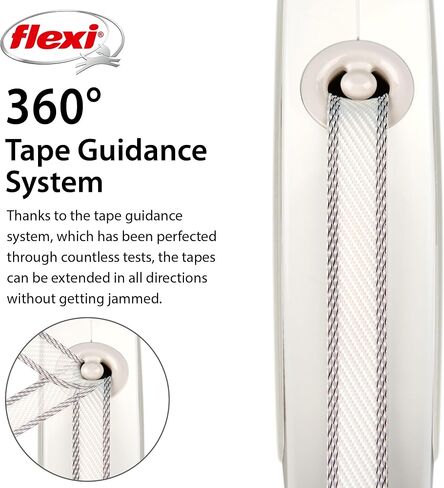 FLEXI® New Classic Retractable Dog Leash (Tape), Ergonomic, Durable and Tangle Free Pet Walking Leash for Dogs Up to 55 lbs, 16 ft, Medium, White/Grey in Saudi Arabia