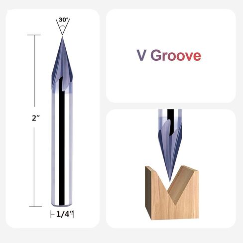 SpeTool Carbide Chamfer End Mill V Groove Router Bit 60 Degree, 4 Flutes 1/4 inch Shank for CNC Carving and Chamfering in Saudi Arabia