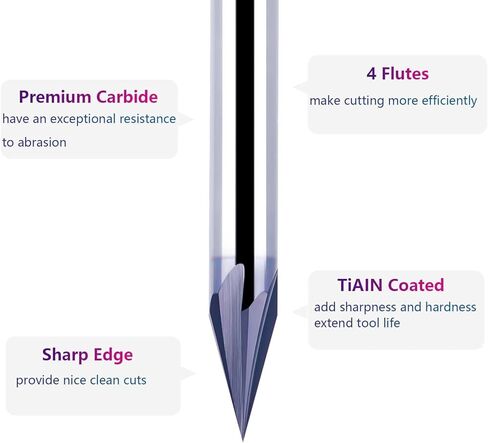 SpeTool Carbide Chamfer End Mill V Groove Router Bit 60 Degree, 4 Flutes 1/4 inch Shank for CNC Carving and Chamfering in Saudi Arabia