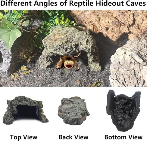 Reptile Rock Hideout Lizard Hide Cave Box Turtle Habitat Accessories for Spider Gecko Chameleon Bearded Dragon Snake in Saudi Arabia