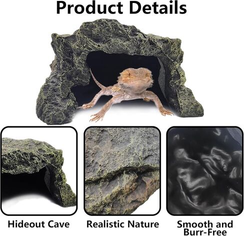 Reptile Rock Hideout Lizard Hide Cave Box Turtle Habitat Accessories for Spider Gecko Chameleon Bearded Dragon Snake in Saudi Arabia